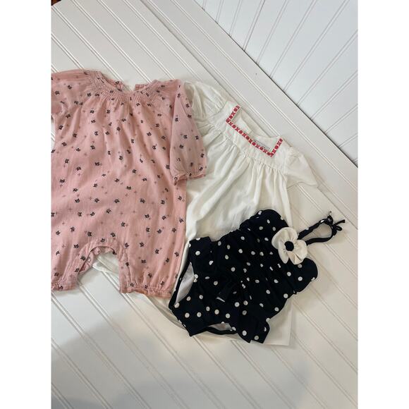 Janie and Jack & Analin White Dress Romper & 1 PC Swimsuit Girls Bundle Sz 12mo - Picture 1 of 10